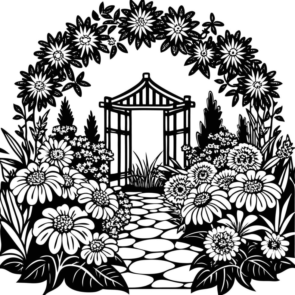 Vibrant and Colorful Garden in Full Bloom During Summer vector