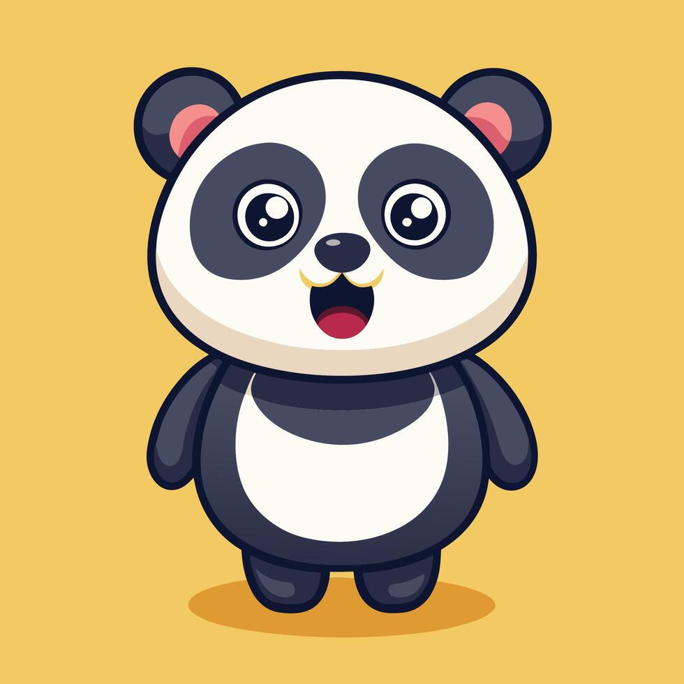 Surprised and Adorable Cartoon Panda Bear Illustration vector