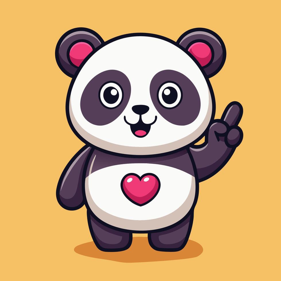 Adorable Cartoon Panda Expressing Love with Korean Heart Sign vector