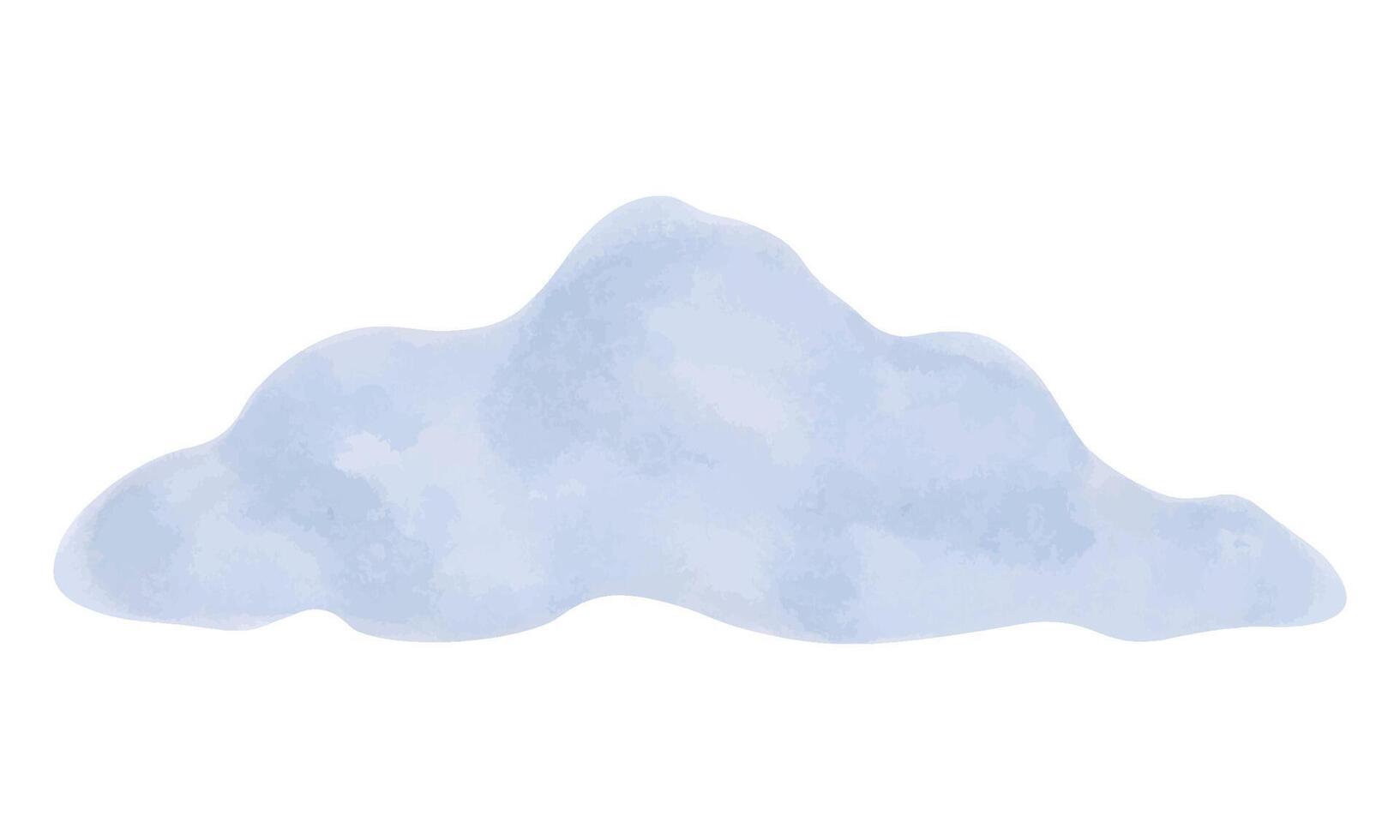 Blue cloud. Marker illustration in watercolor style. Isolated hand drawn picture with sky elements. Cartoon children's clipart for prints, packaging, clothes, greeting cards, kids bedroom, fabric vector