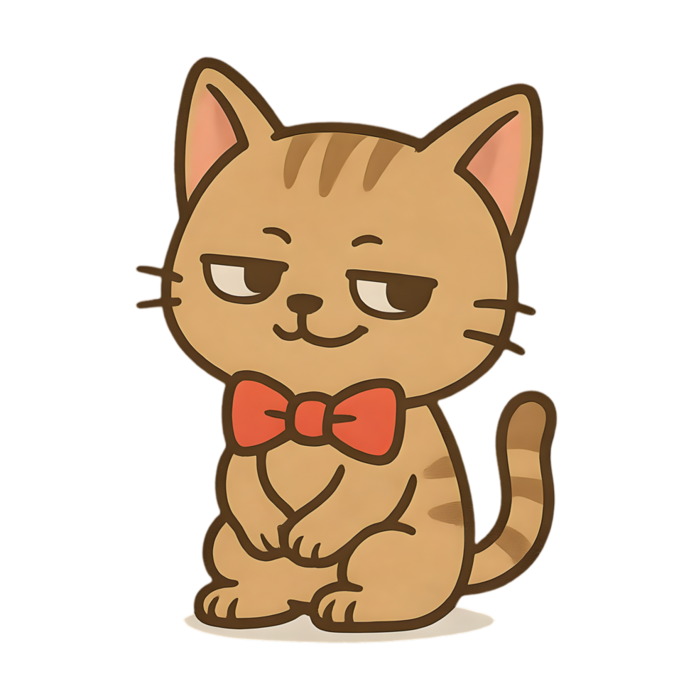 Charming chibi cat party with bowtie playful environment animated style whimsical expression png
