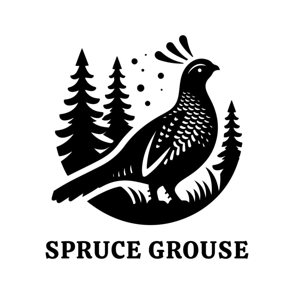 Spruce Grouse Black Silhouette for Logo or Icon vector