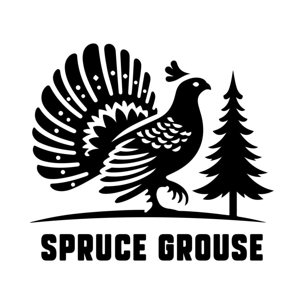 Design of Spruce Grouse Black Silhouette vector