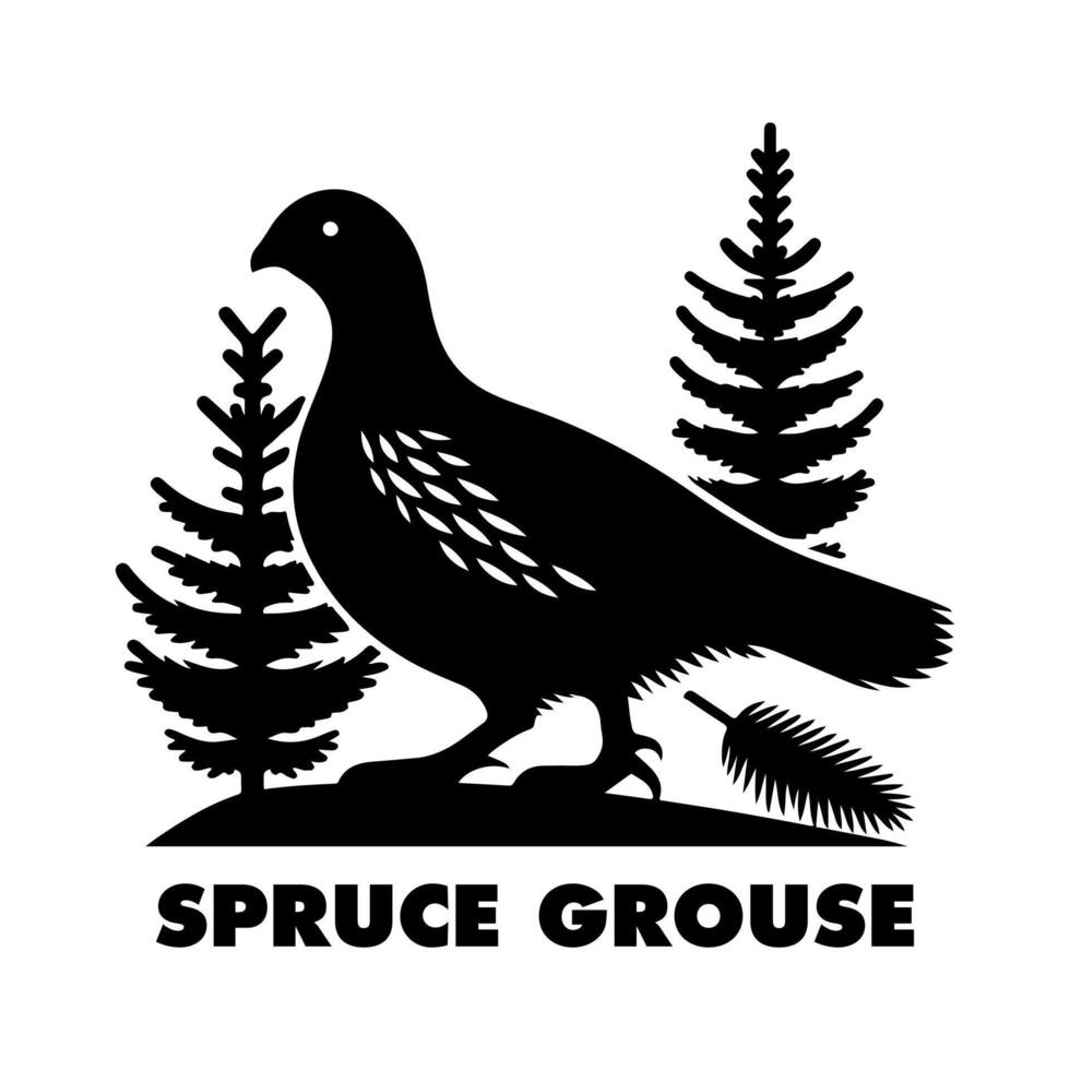 Minimal Spruce Grouse Silhouette in Black vector