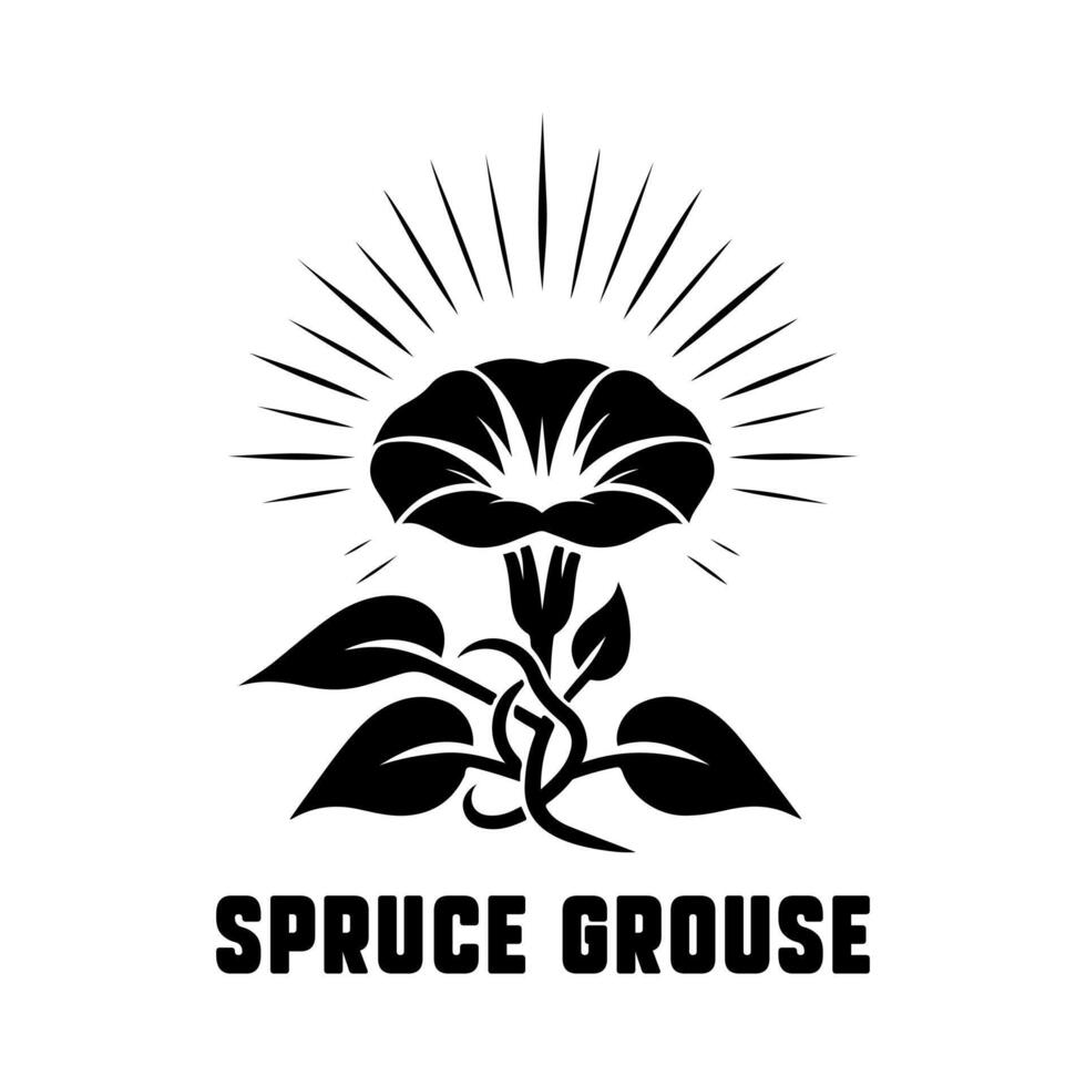 Morning Glory Silhouette Design in Black vector