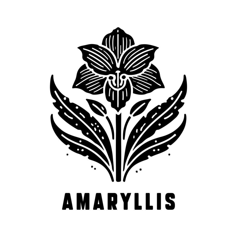 Black Amaryllis Silhouette for Print vector