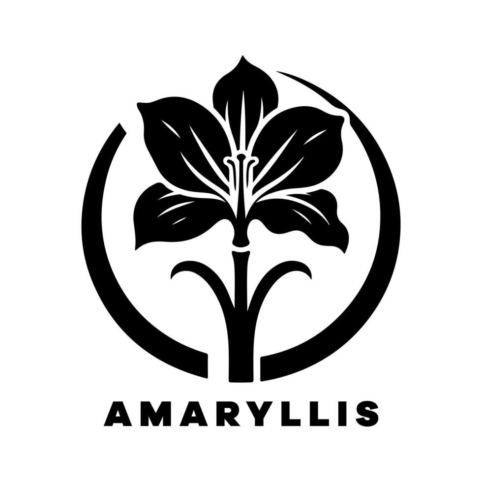 Amaryllis Flower Black Silhouette Image vector
