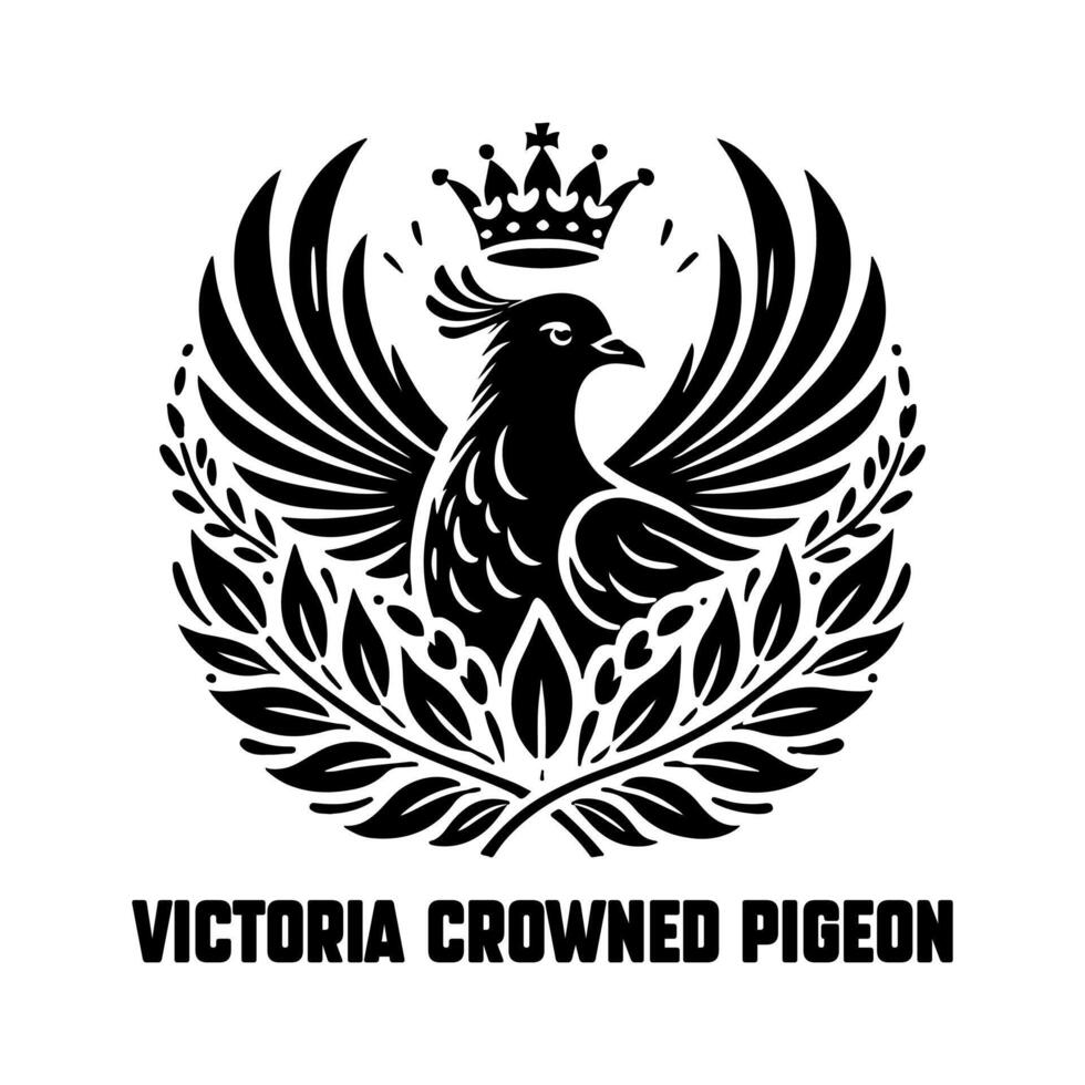 Decorative Crowned Pigeon Silhouette Design vector