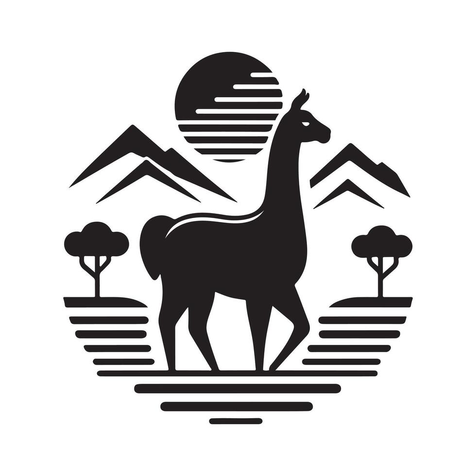 Standing Vicuna Outline vector
