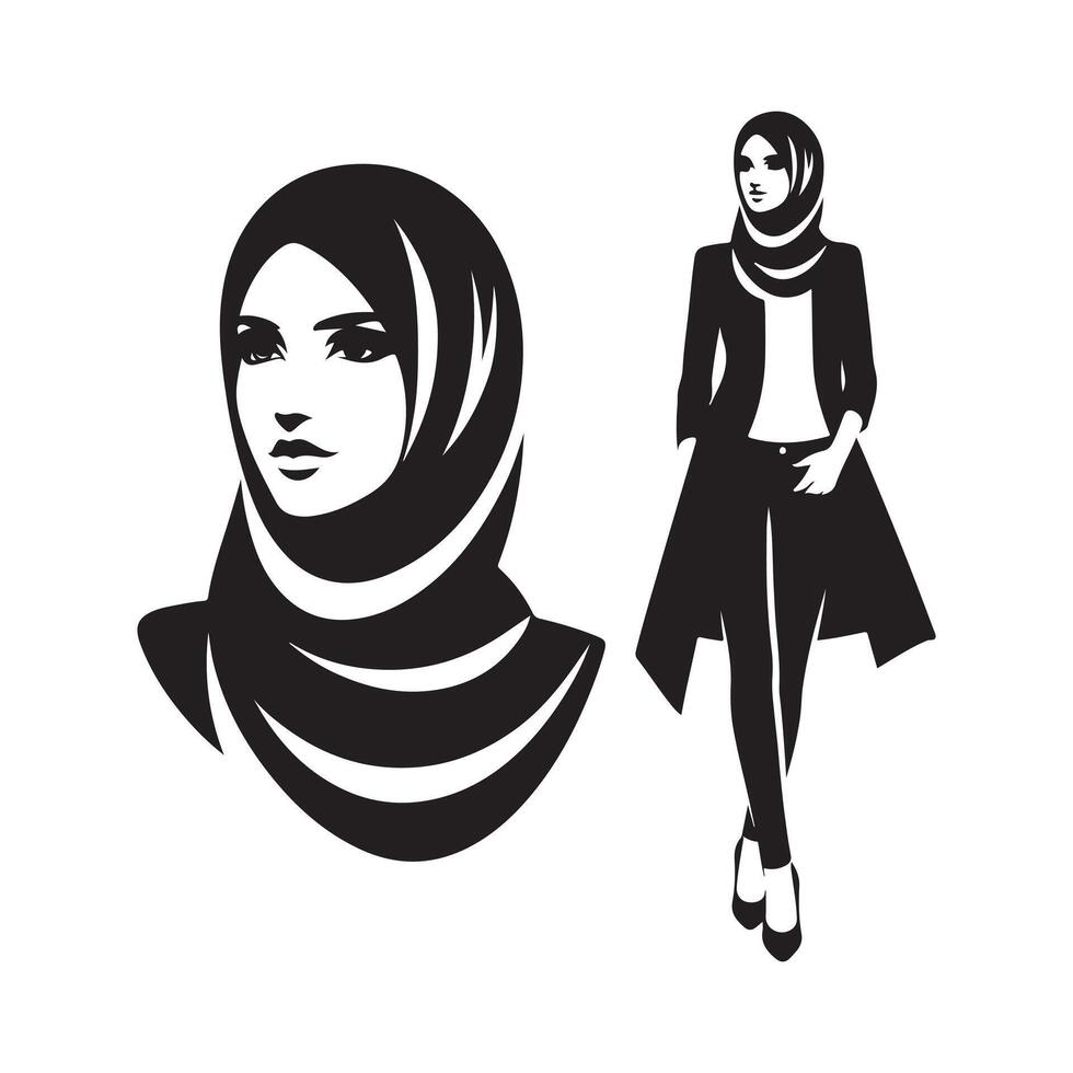 Traditional Hijab Silhouette vector