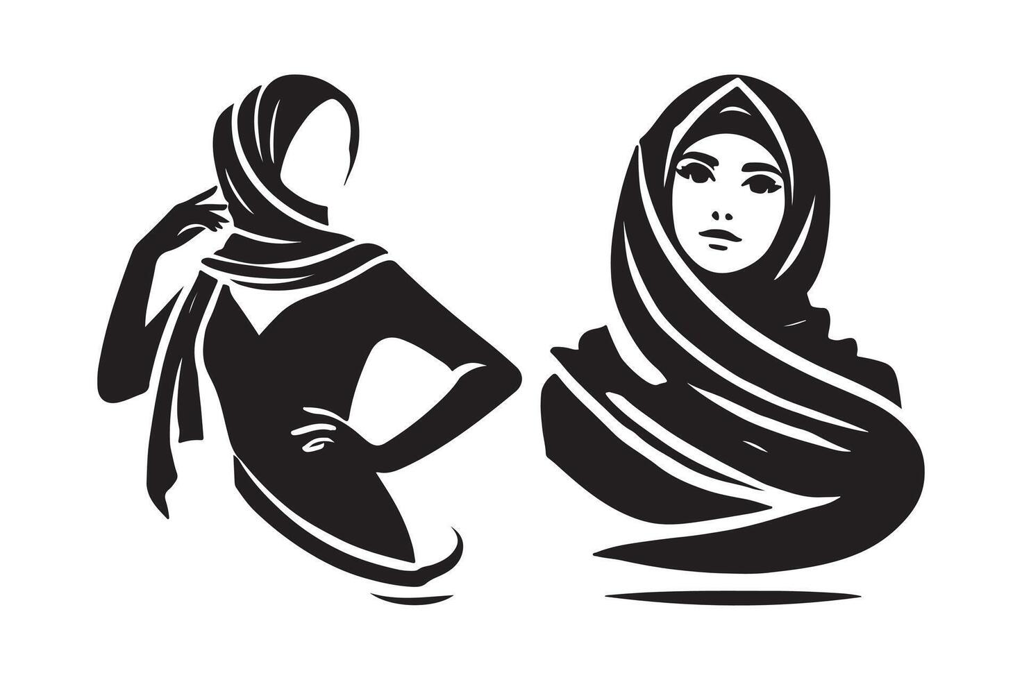 Hijab Girl Silhouette Art vector