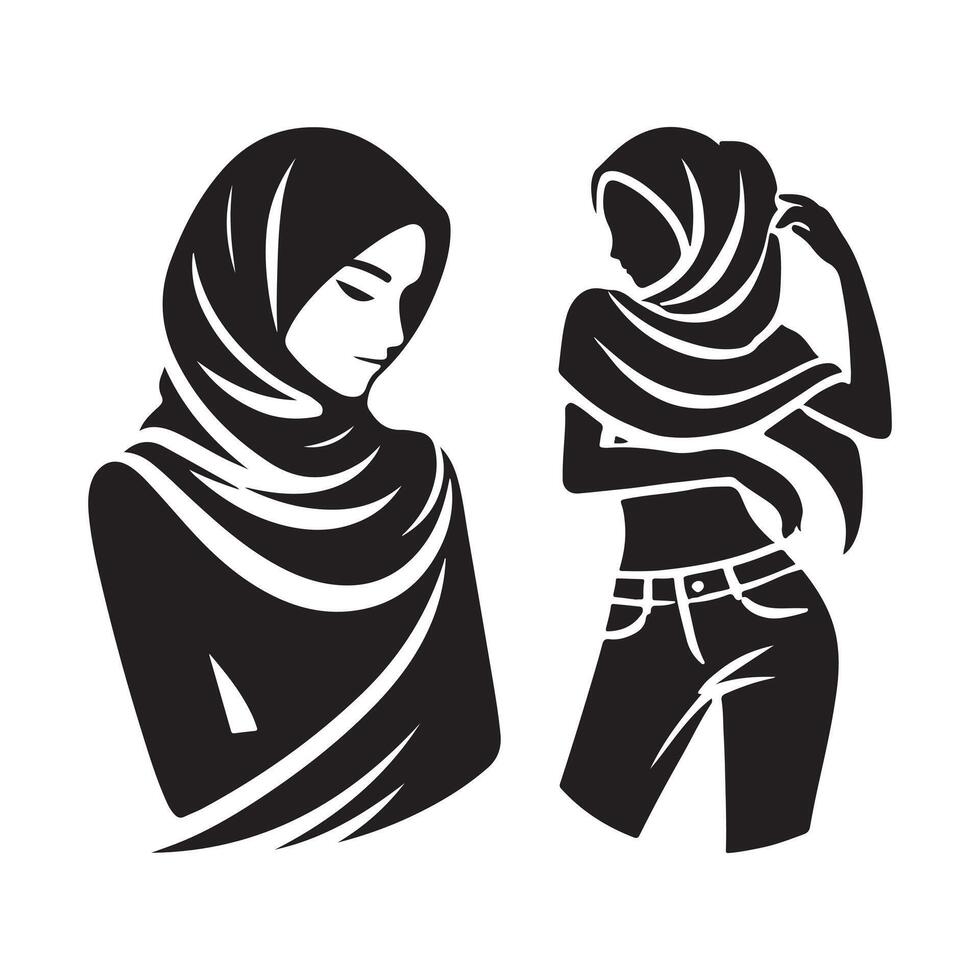 Hijab Silhouette with Head Cover vector