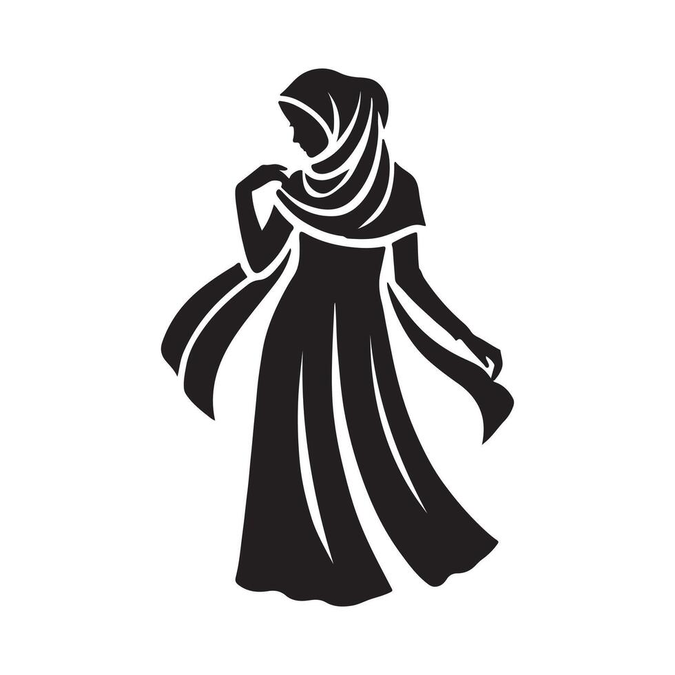 Black Hijab Woman Outline vector