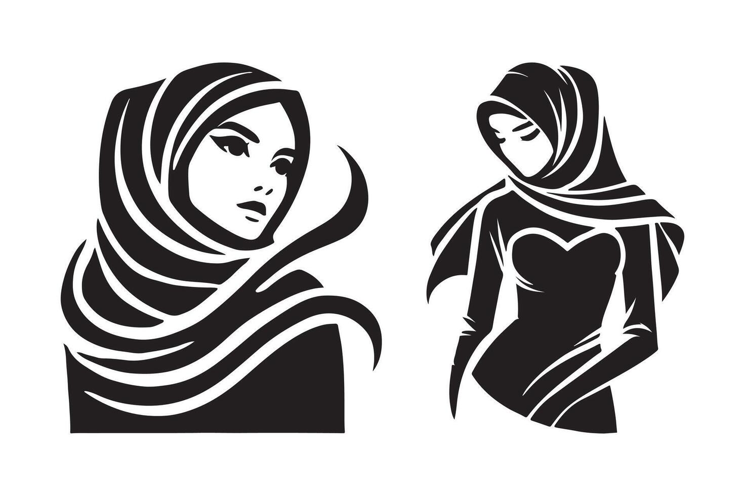 Arab Woman Hijab Drawing vector