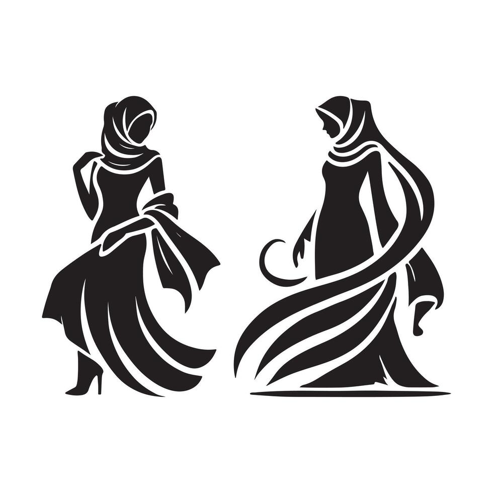 Hijab Culture Silhouette Art vector