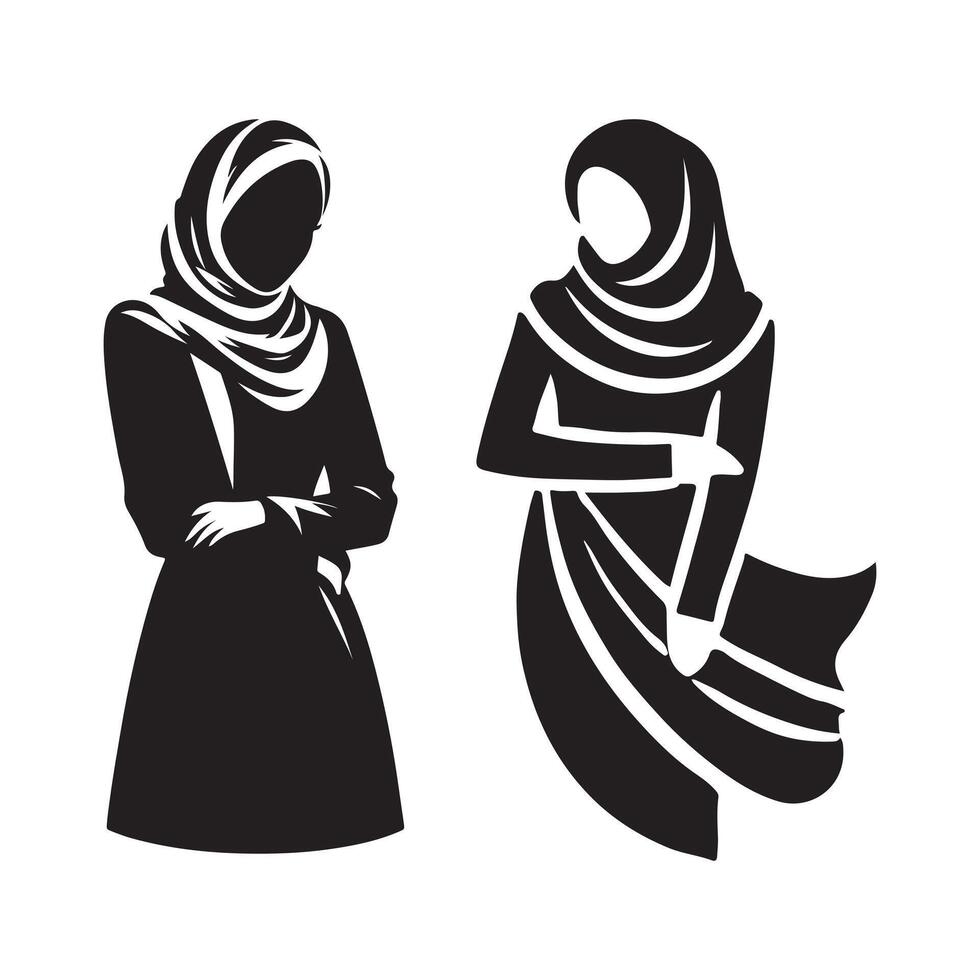 Outline of Woman in Hijab vector