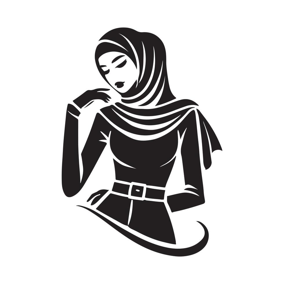 Islamic Woman Veil Silhouette Art vector