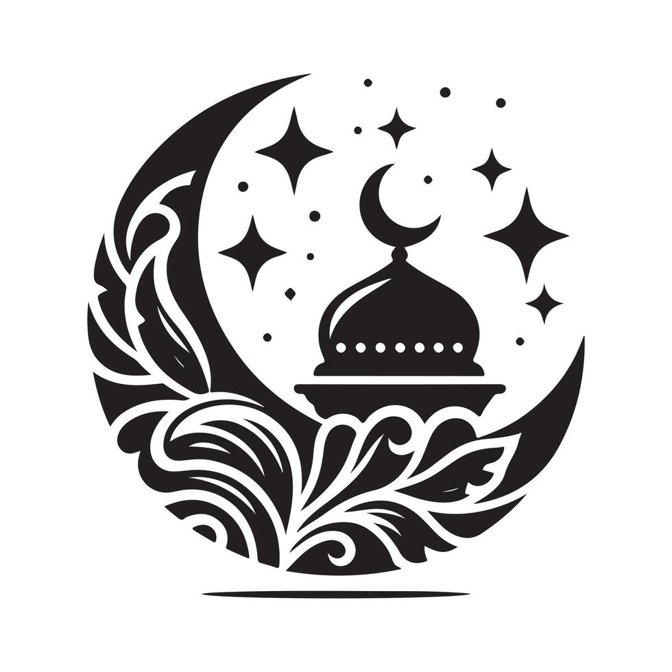 Ramadan Moon Black Silhouette Graphic vector