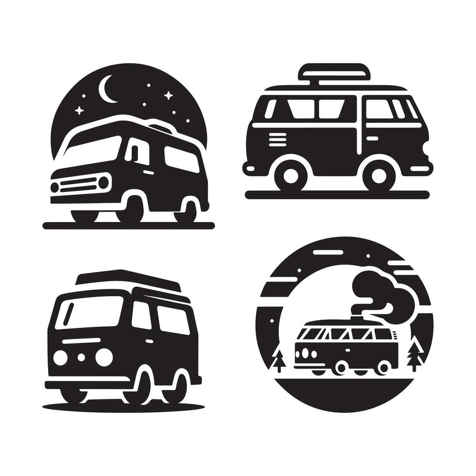 Retro camper van design vector