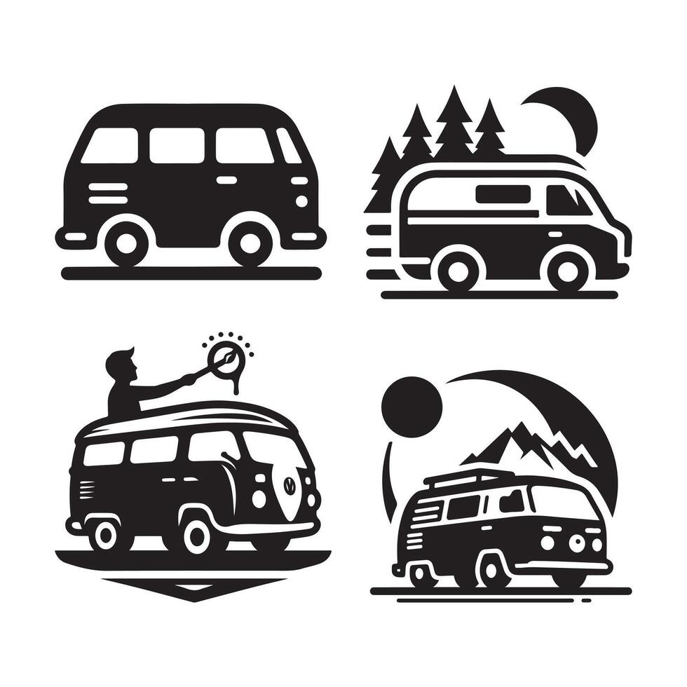 Motorhome camper van art vector