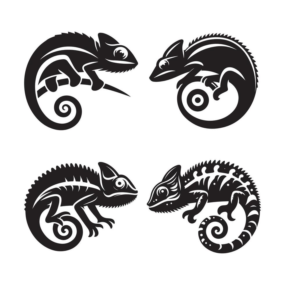 Chameleon Silhouette Design for Wildlife Art vector