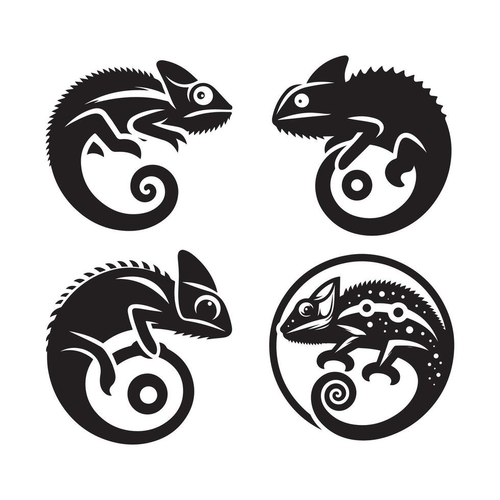 Chameleon Outline Illustration for Digital Art vector