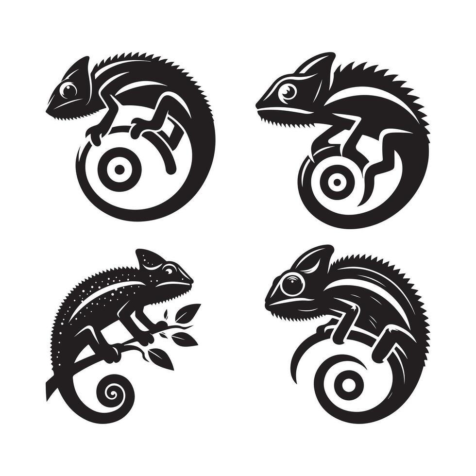 Chameleon Animal Silhouette for Nature Design vector