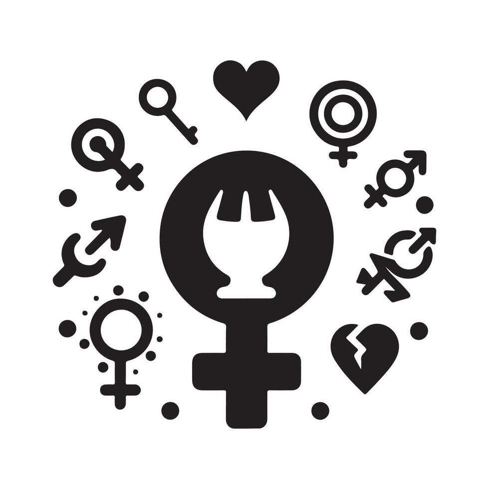 Feminist Equality Symbol Icon Set vector