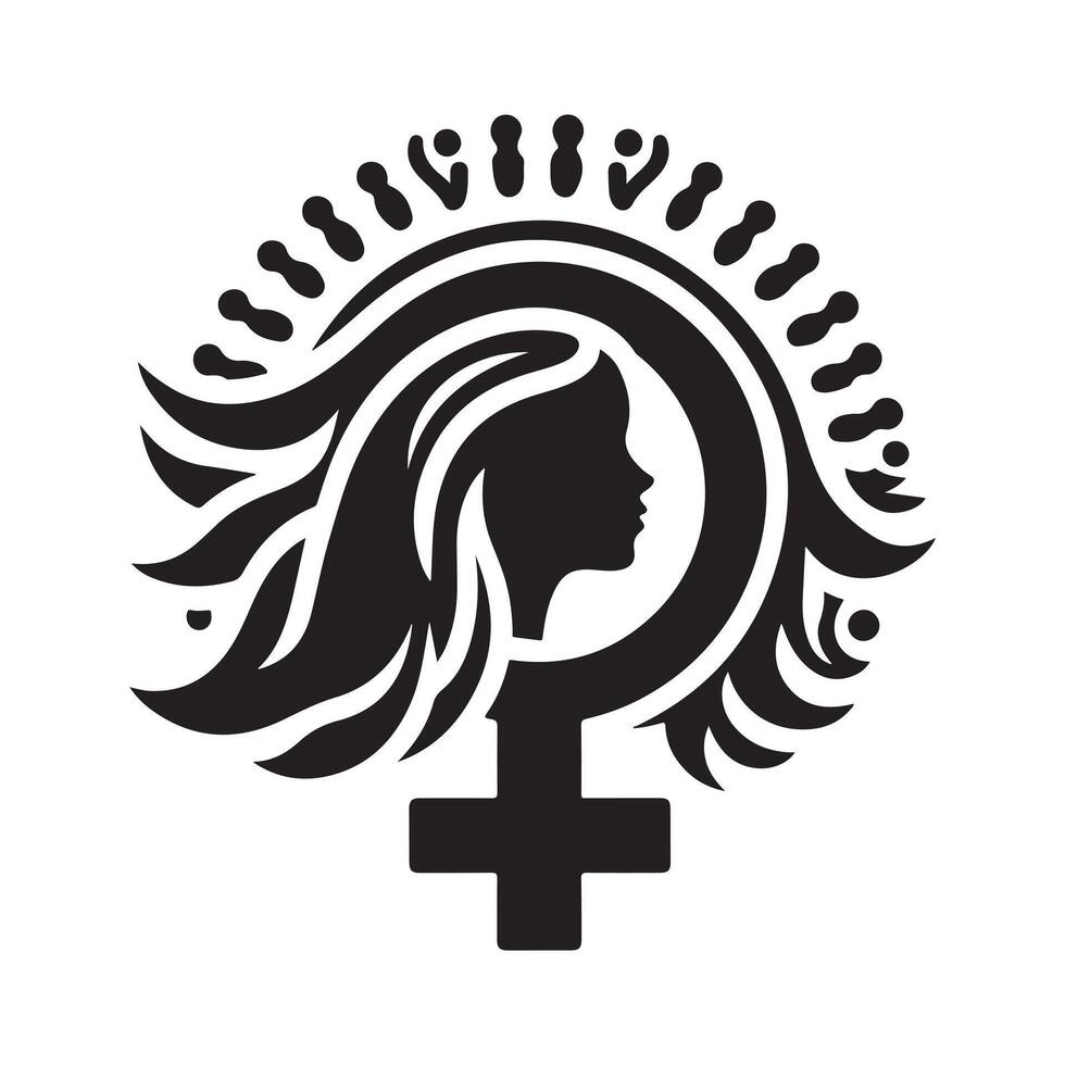 Feminism Icons Minimalist Sketch vector