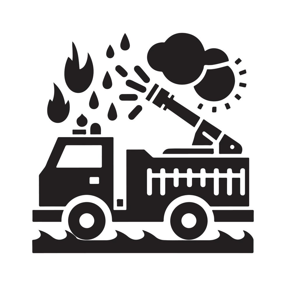 Silhouette of Fire Truck vector