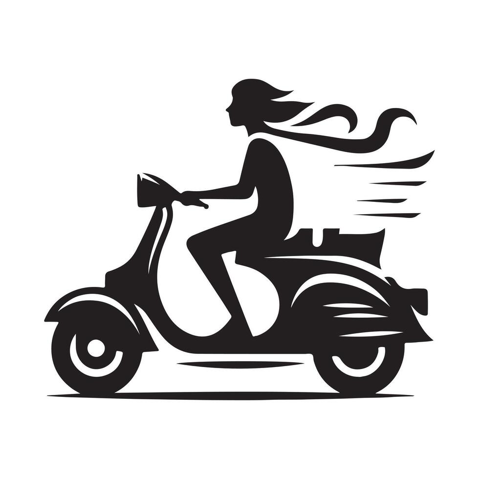 Flat Design Scooter Silhouette vector