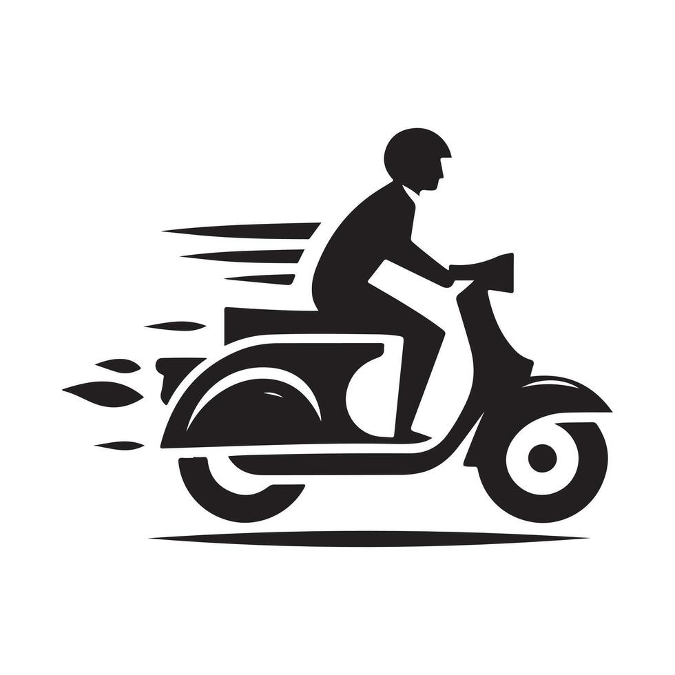 Vintage Moped Flat Icon vector
