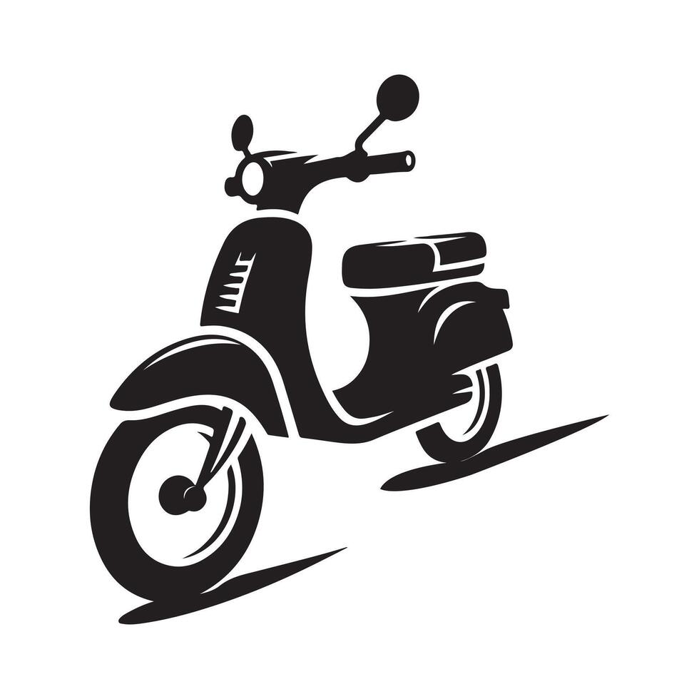 Side View Moped Silhouette vector