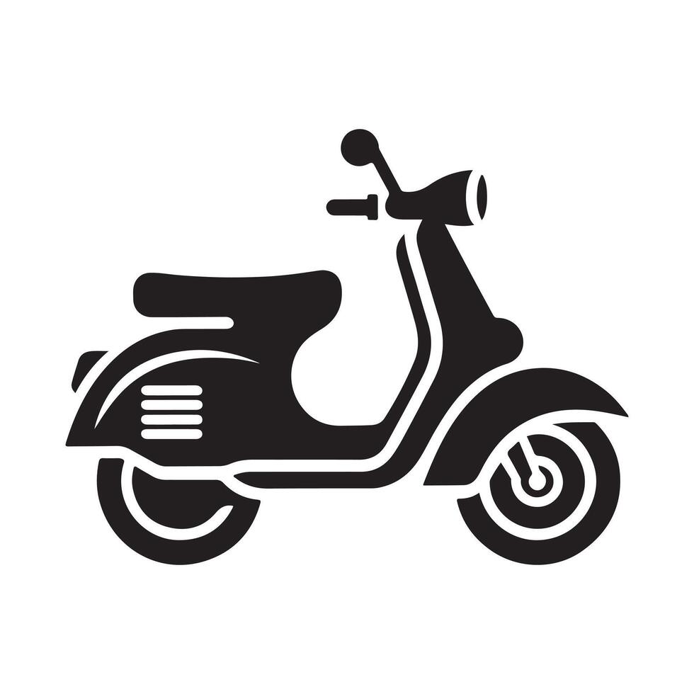 Moped Transport Silhouette Line Art vector