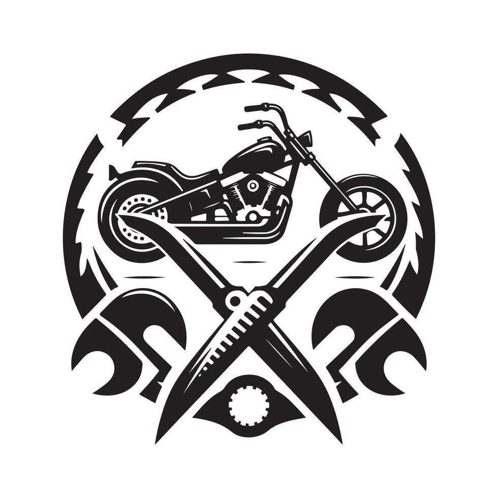 Chopper bike line art vector