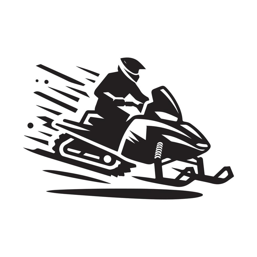 Snowmobile in snow silhouette vector