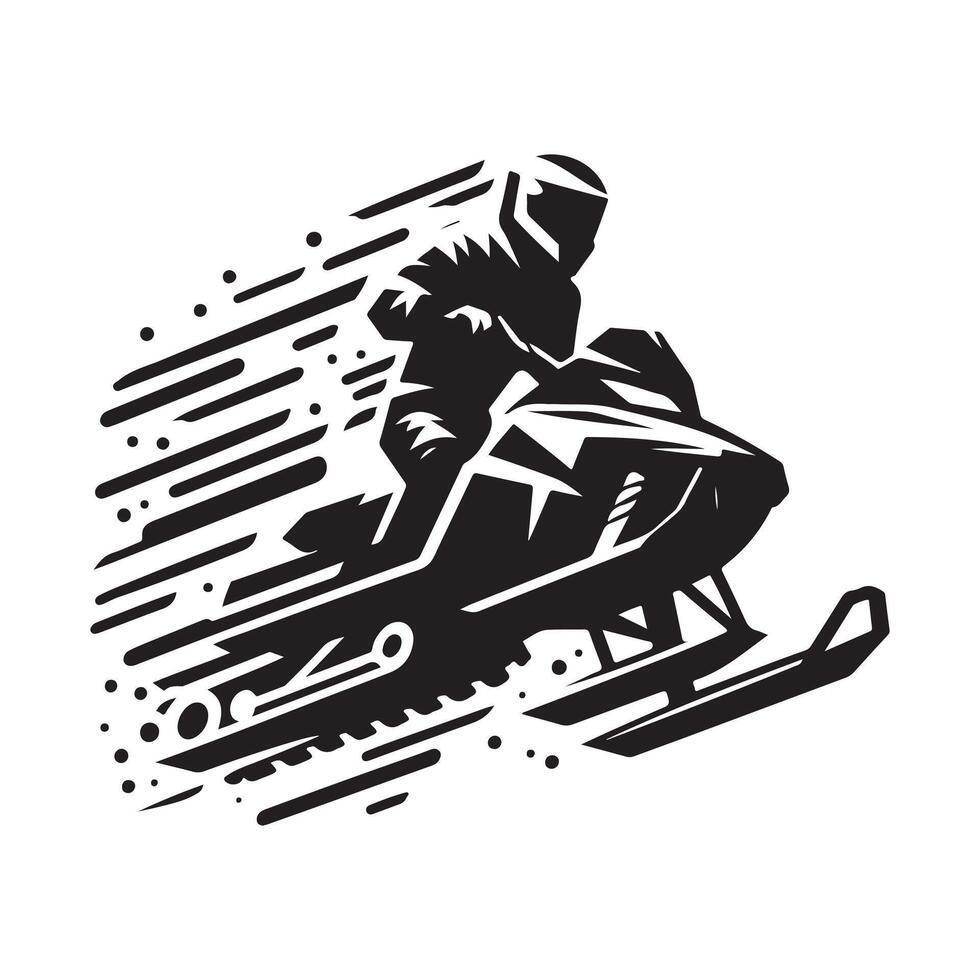 Snowmobile snow silhouette vector