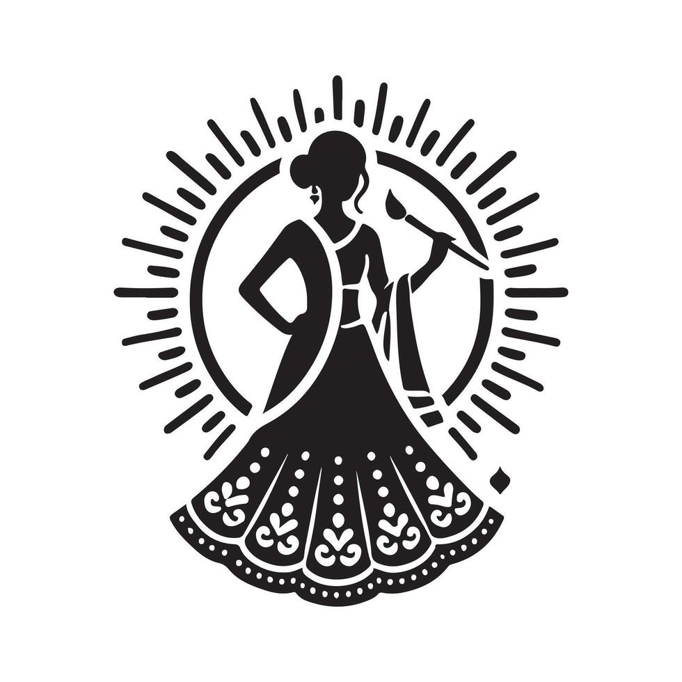 lehenga silhouette design vector