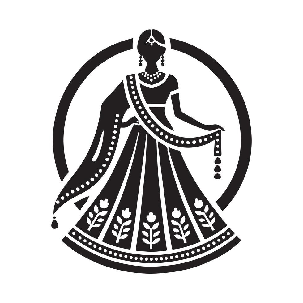 traditional lehenga silhouette vector