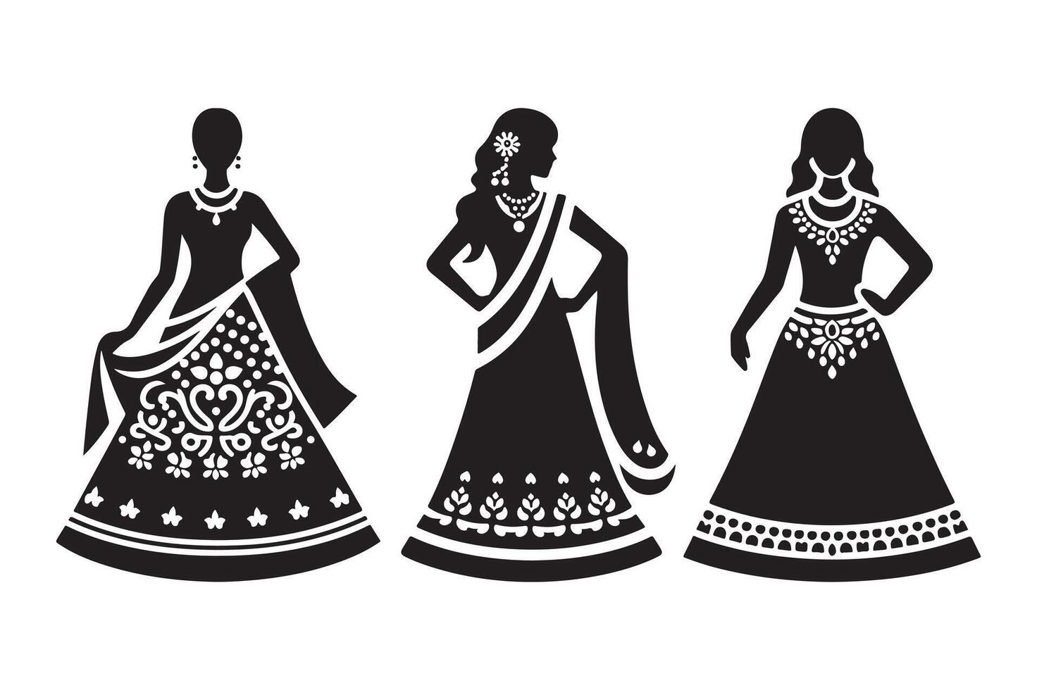 wedding lehenga design vector