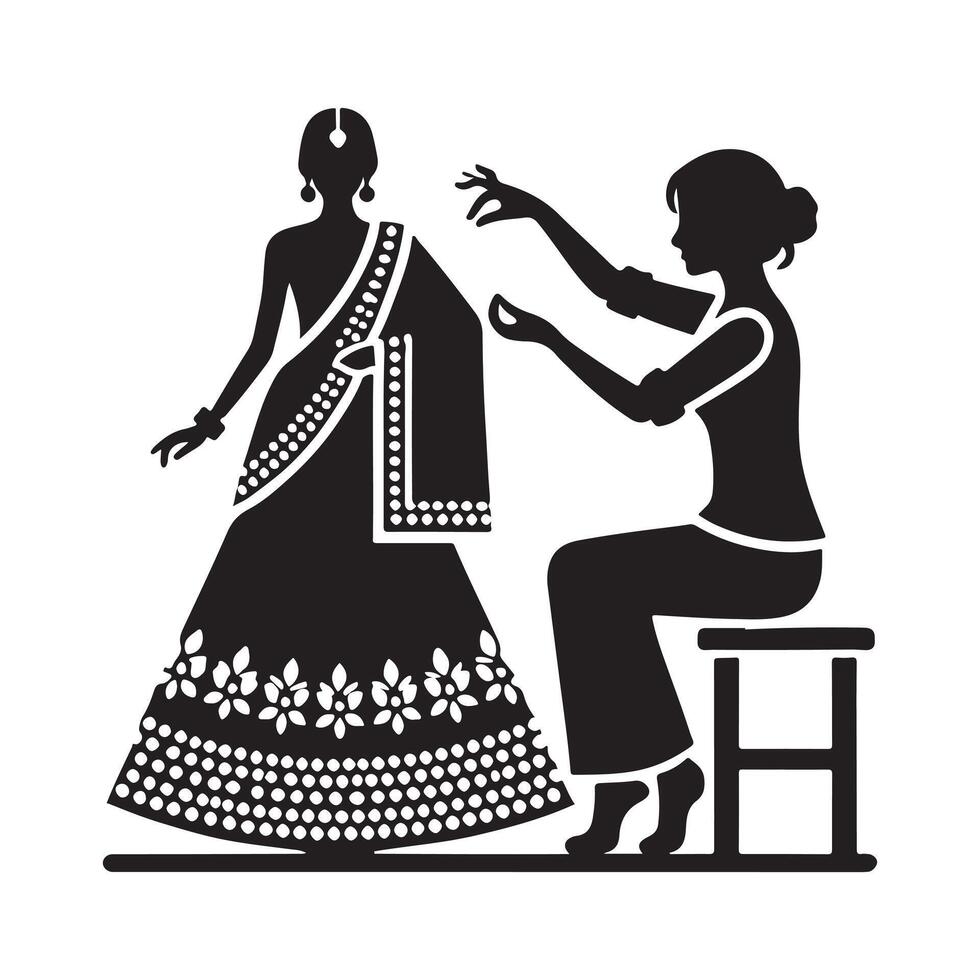 female lehenga illustration vector