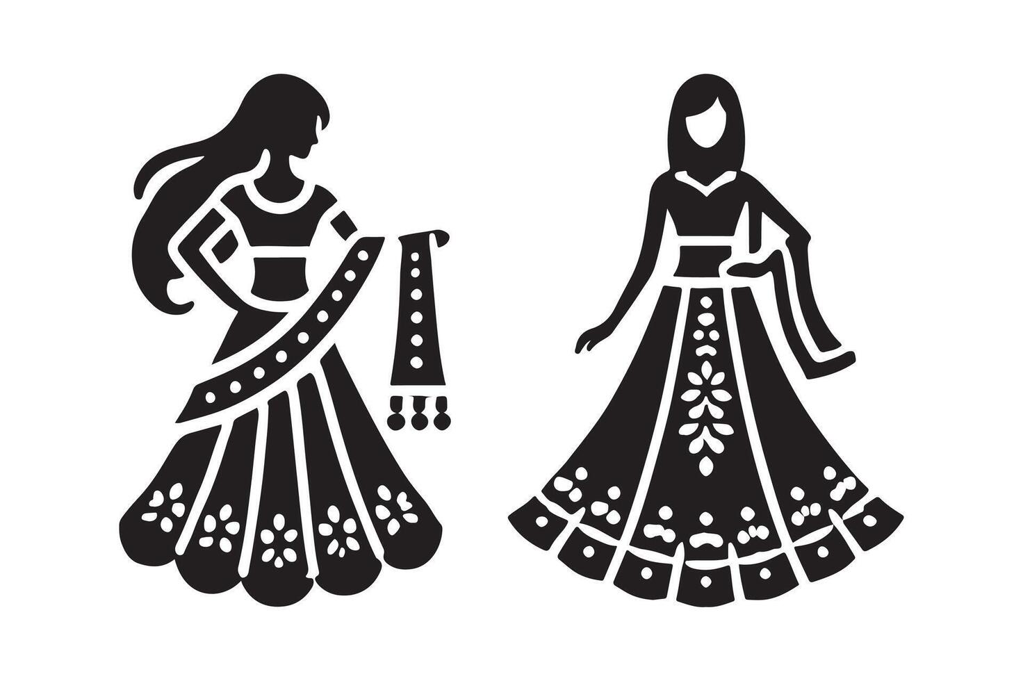 lehenga silhouette illustration vector