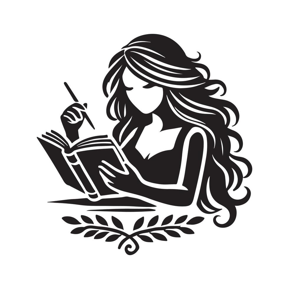 girl with book design vector