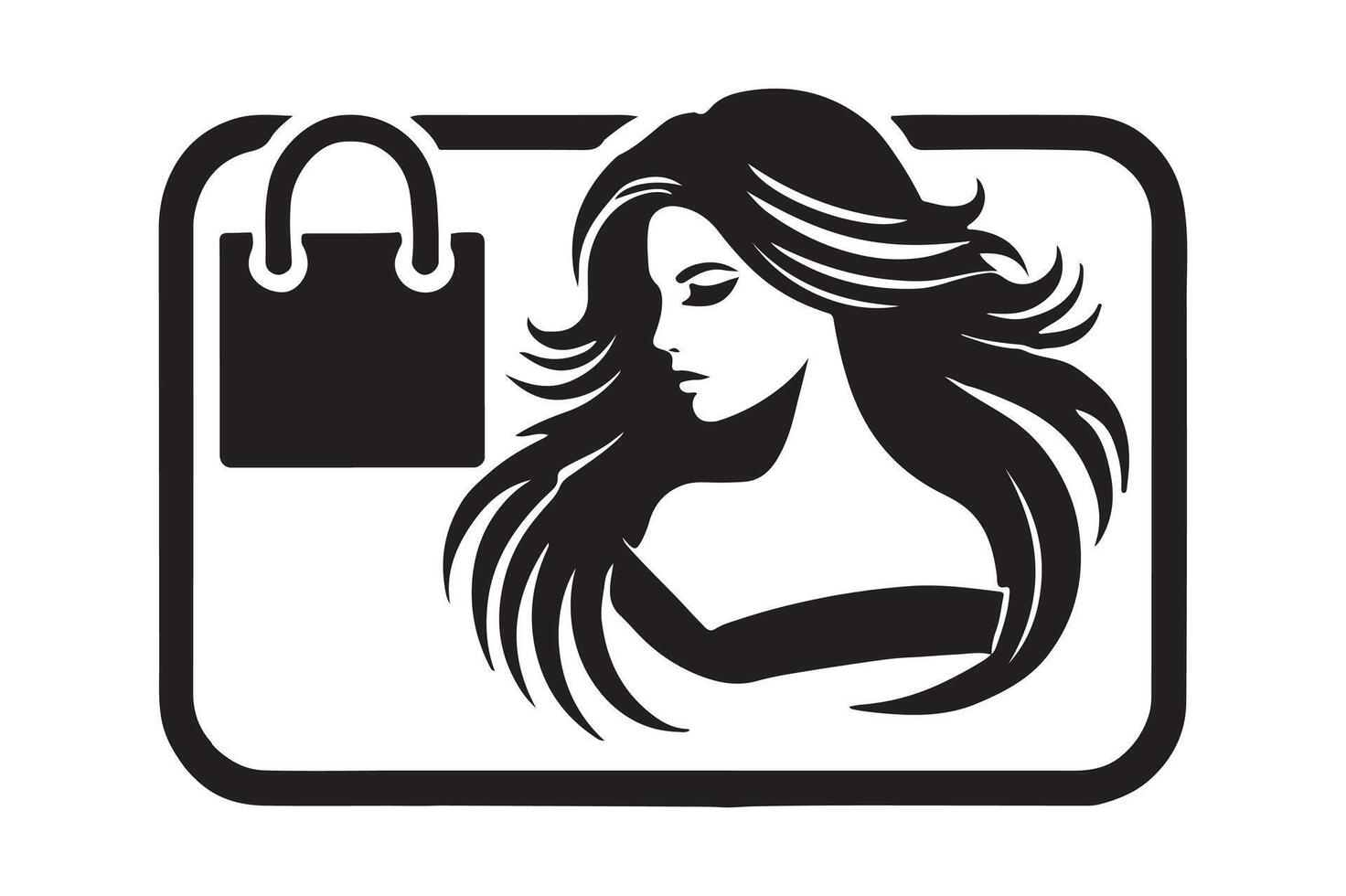 silhouette woman shopping vector