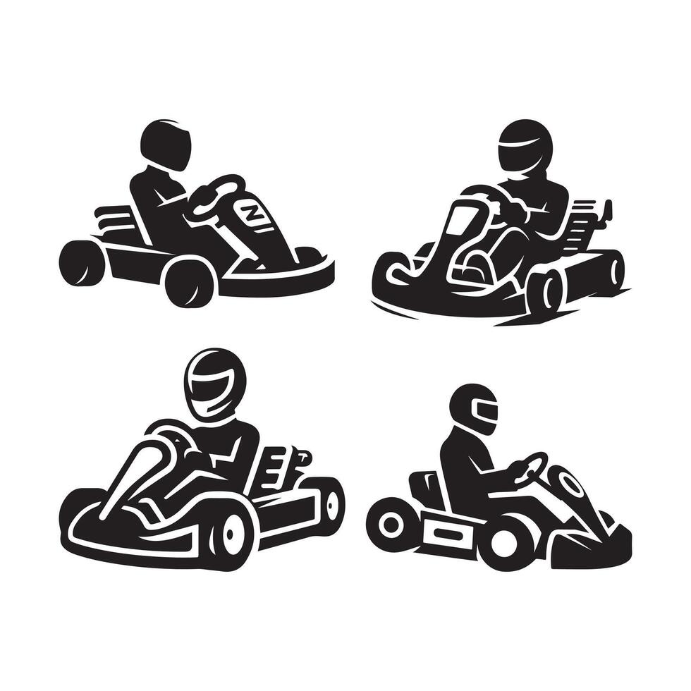 go kart driver silhouette vector