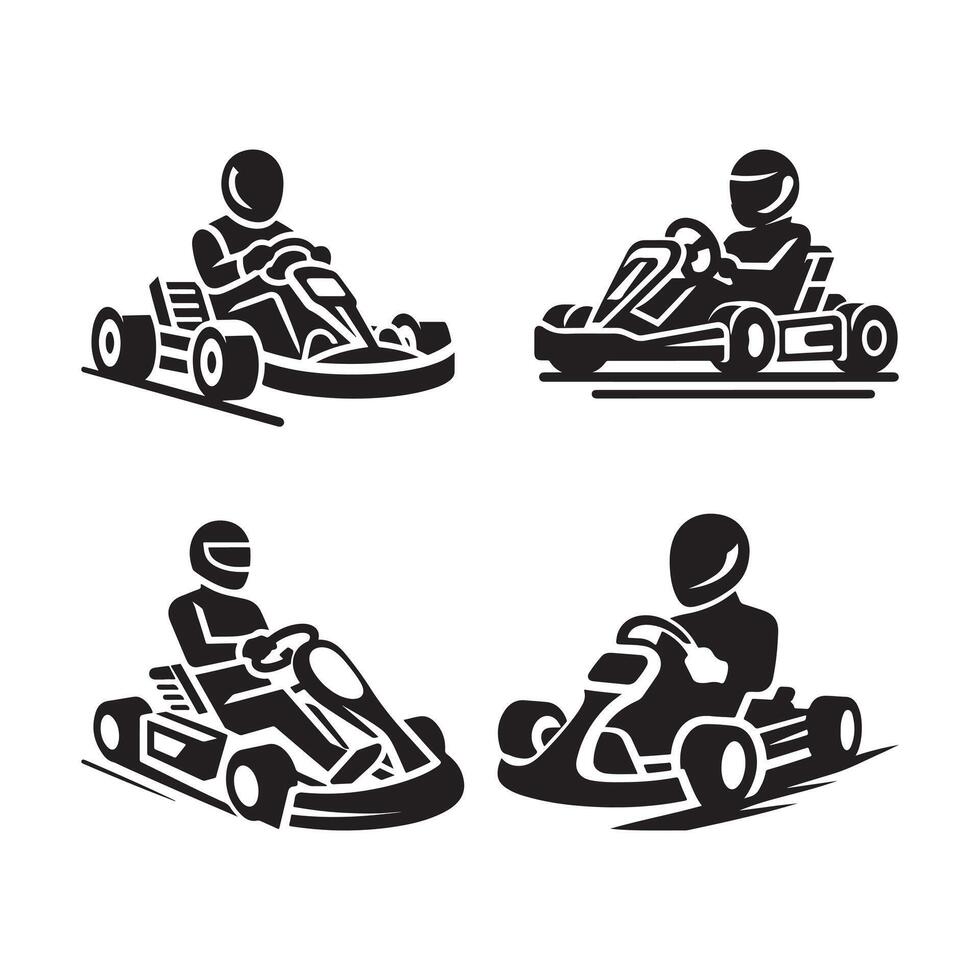 silhouette go kart racing vector
