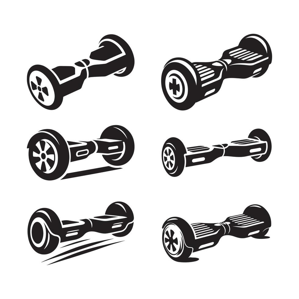 hoverboard rider silhouette vector