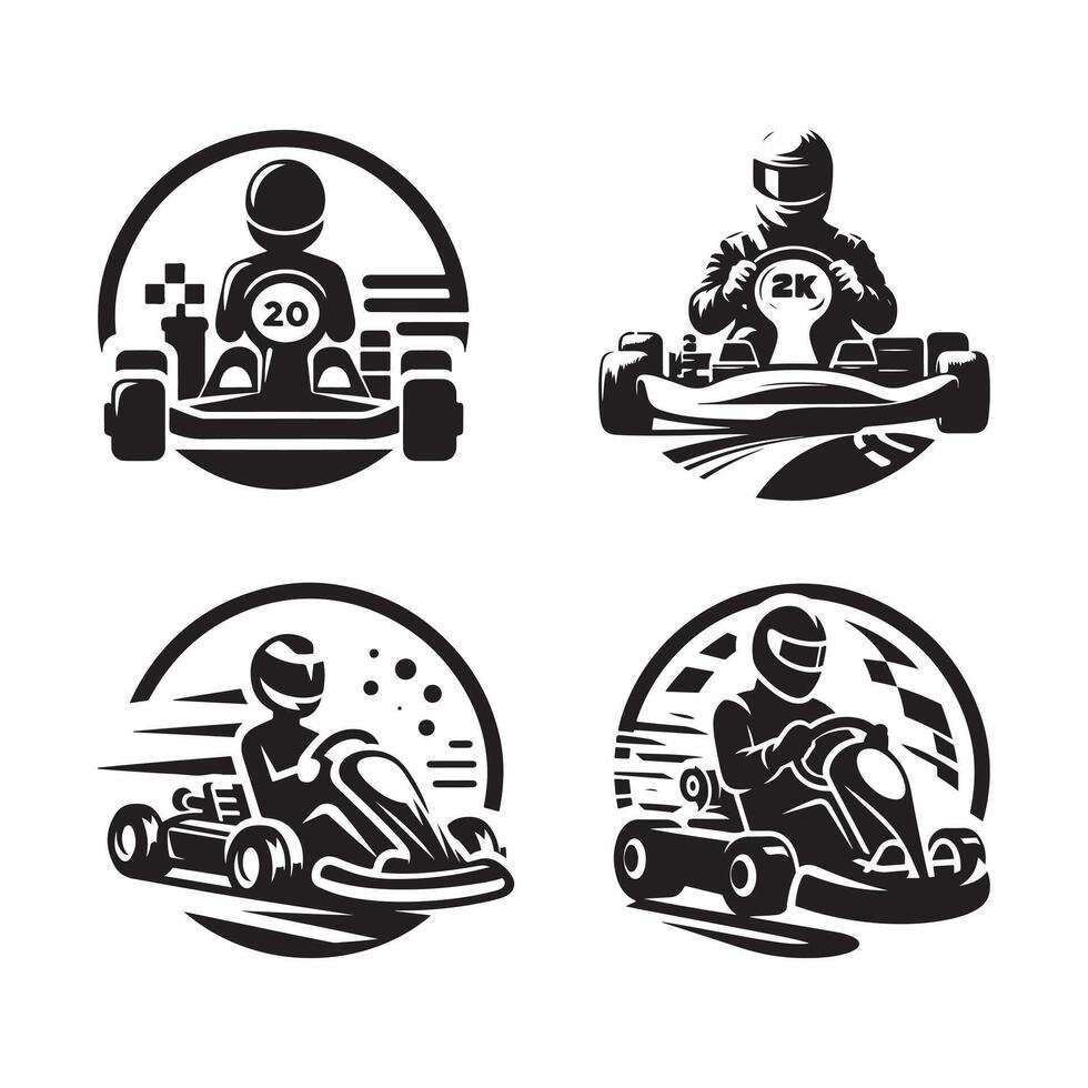 kart racing silhouette design vector