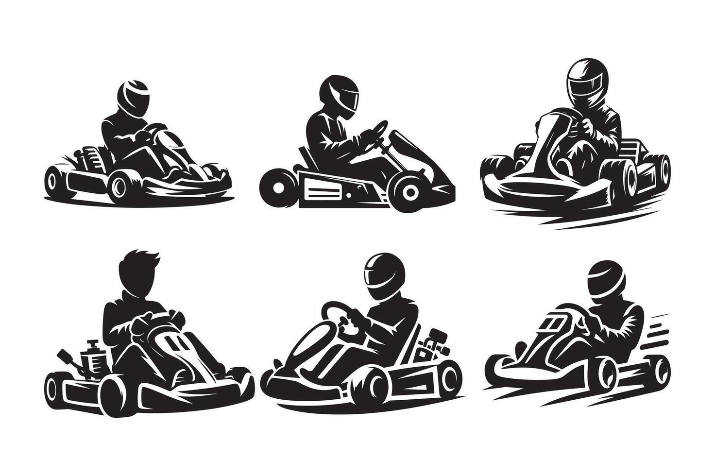 go karting icon silhouette vector