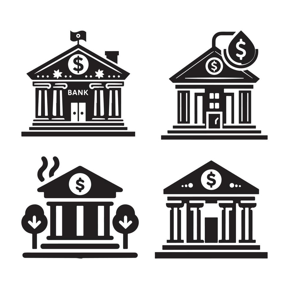 silhouette of a bank vector